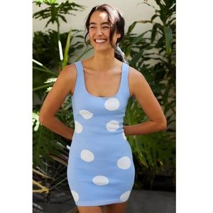 Year Of Ours NWT Beverly Drive Dress Blue Polka Dot Size Small